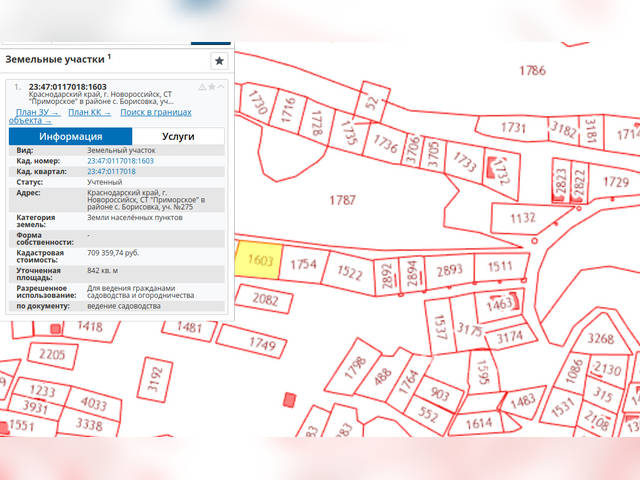 Кадастровая карта новороссийск борисовка
